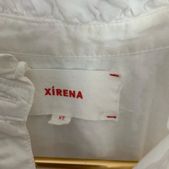 Xirena Sz XS Rye White Cotton Poplin Button Up Ruffle Blouse Top Cottagecore - Picture 5 of 7